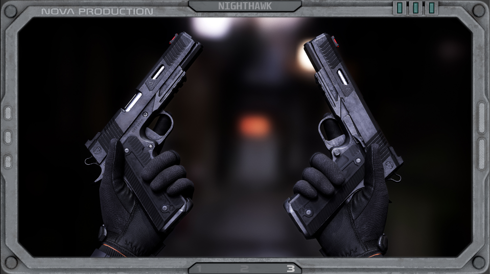 Nova Productions Nighthawk Pistols, Game Art Outsourcing studio portfolio.